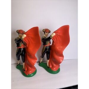 Vintage 1960s/1970s Atlantic Mold Ceramic Matador Figurine Set Of 2 Hand-painted